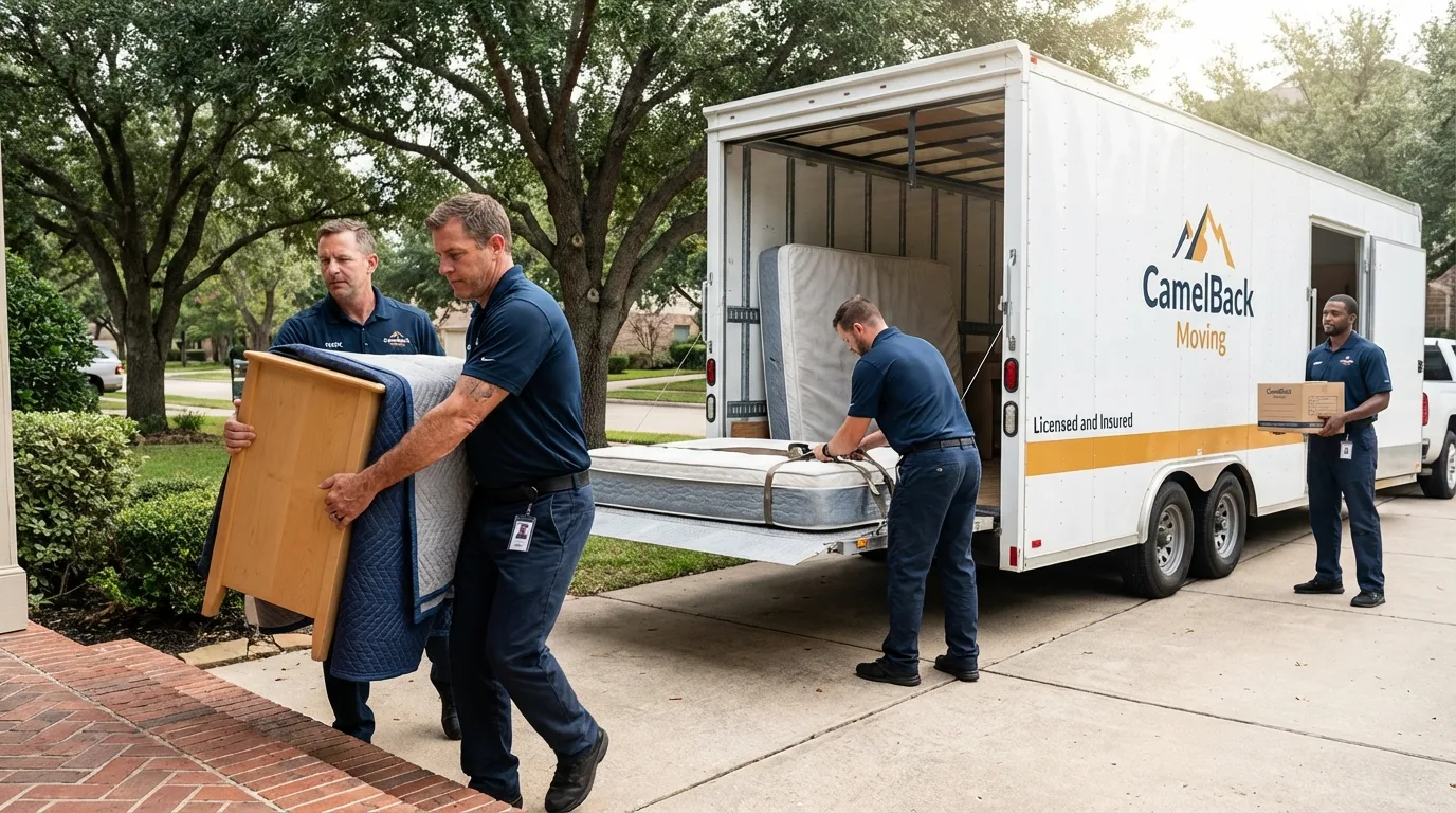 Crew loading residential truck for cross-state move from Saint Michaels, AZ