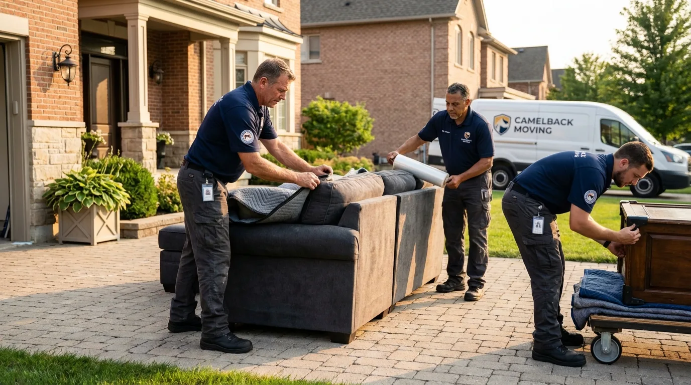 Large estate moving crew wrapping furniture in Saint Michaels, AZ