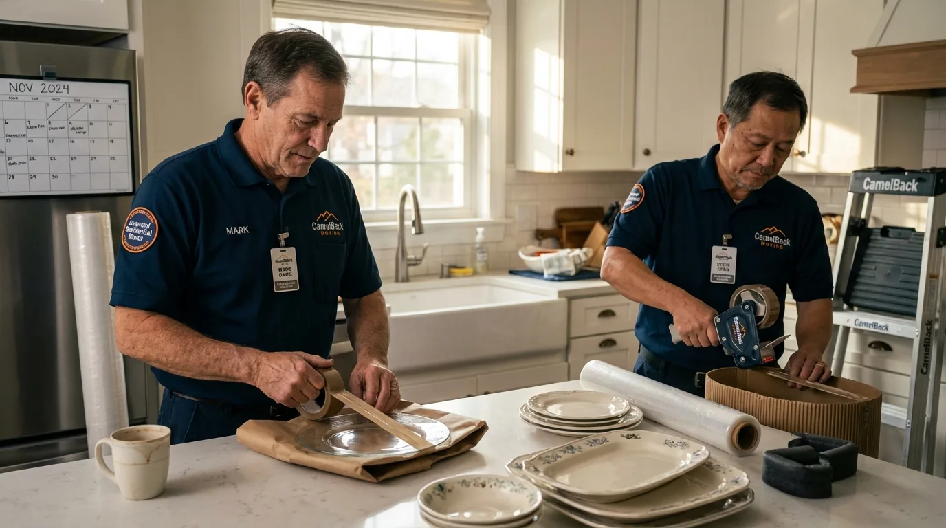 Professional crew packing kitchen dishware in Saint Michaels, AZ