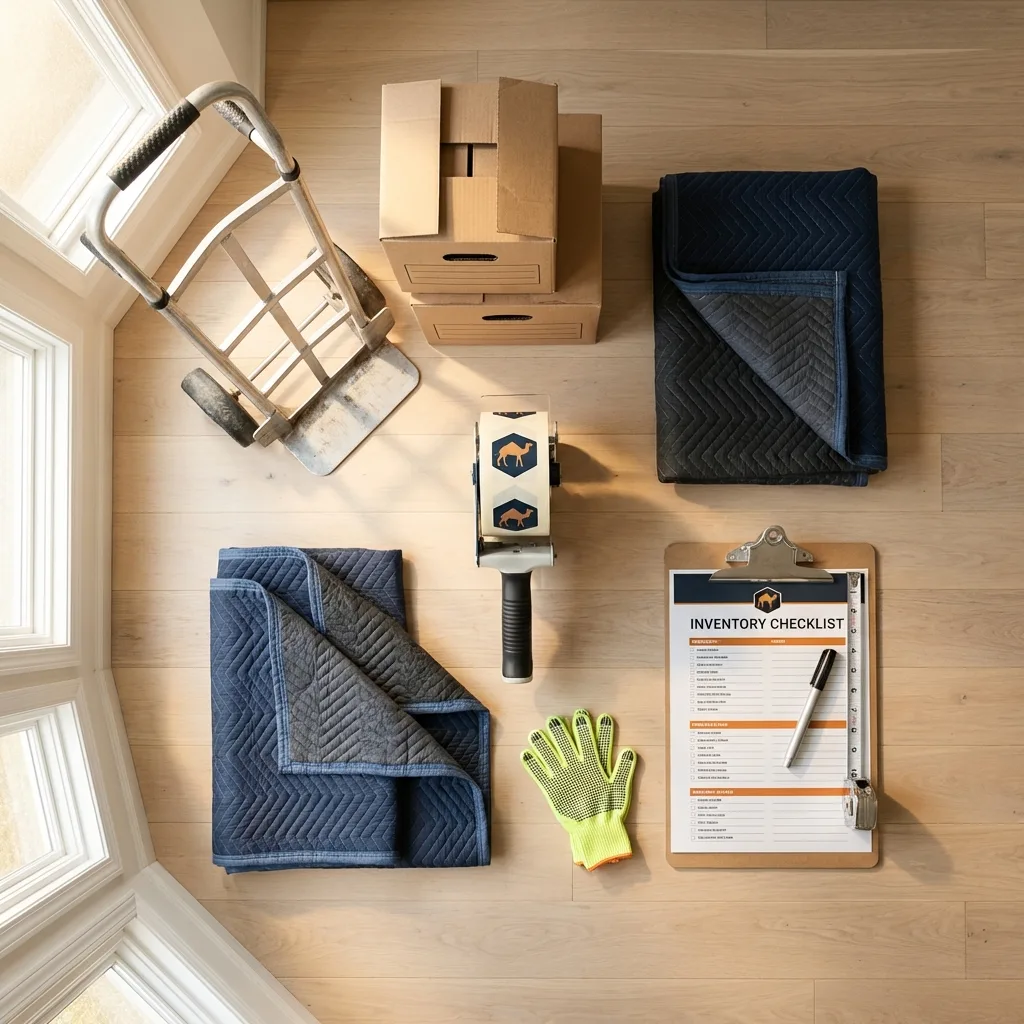 Professional moving supplies and packing materials layout for Saint Michaels residential relocations